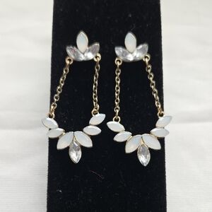 Source Unknown Gold and White Opal Earrings
